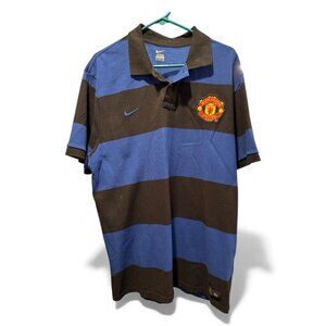 Men's Nike Manchester United Blue Black Stripes Tee Size XXL 2X